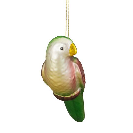 Yellow and Red Matte Parrot Glass Ornament